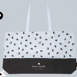 Kate Spade ♠️ New York Blue Black Floral Dot Pattern Extra Large Tote NIP